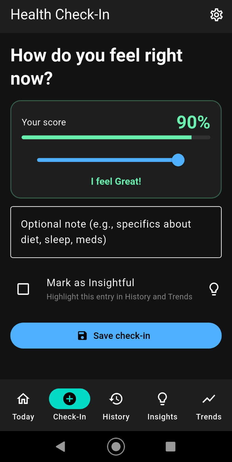 Health Check-In app screenshot