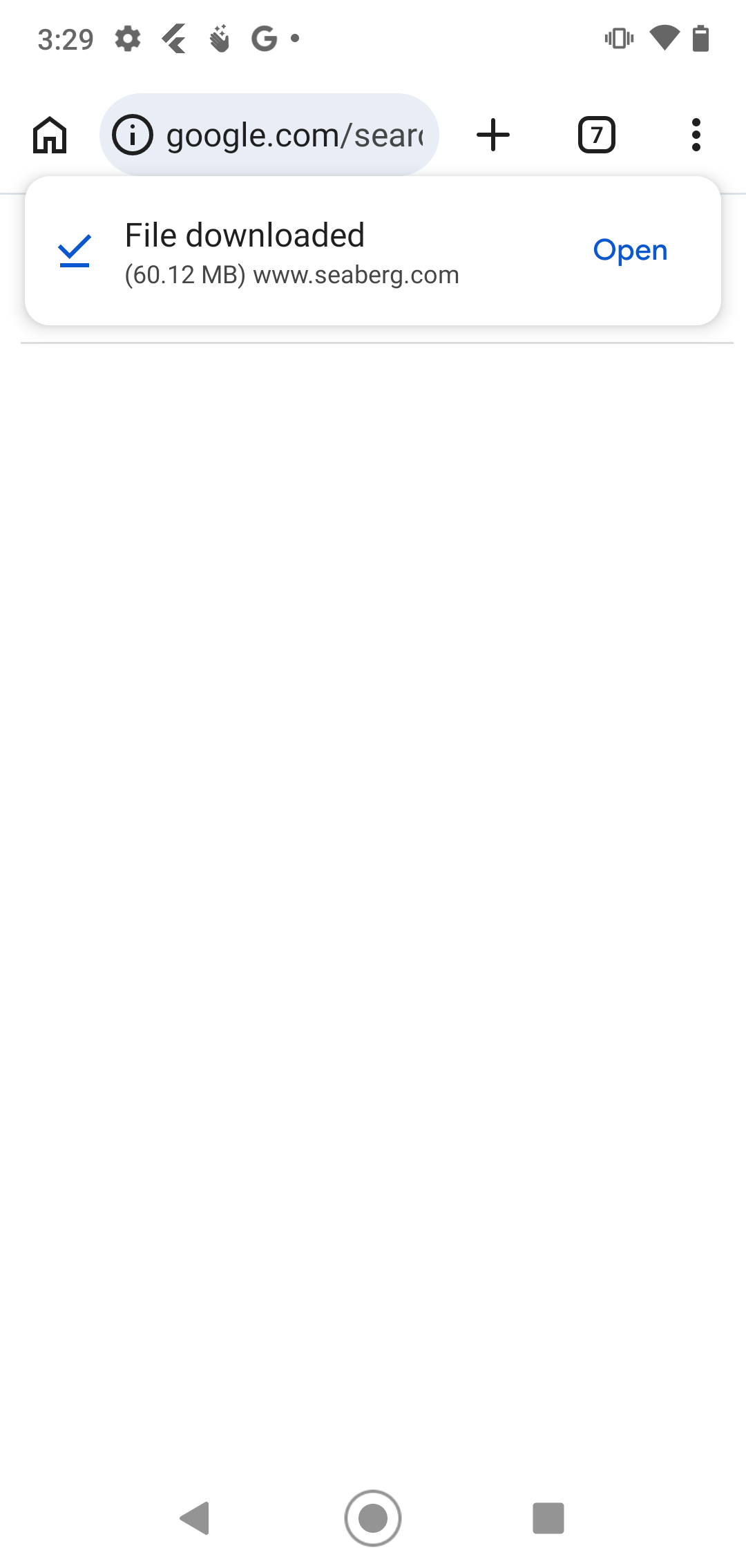 File downloaded notification with Open button